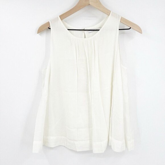 J Brand White A-Line Sleeveless Top XS Cotton Blend Minimalist Tank - Picture 1 of 6